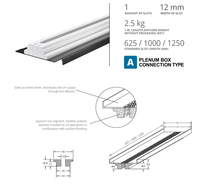 Air Diffusers Gypsum "Linear Slot"