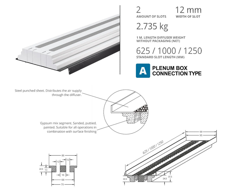 Air Diffusers Gypsum "Linear Slot"