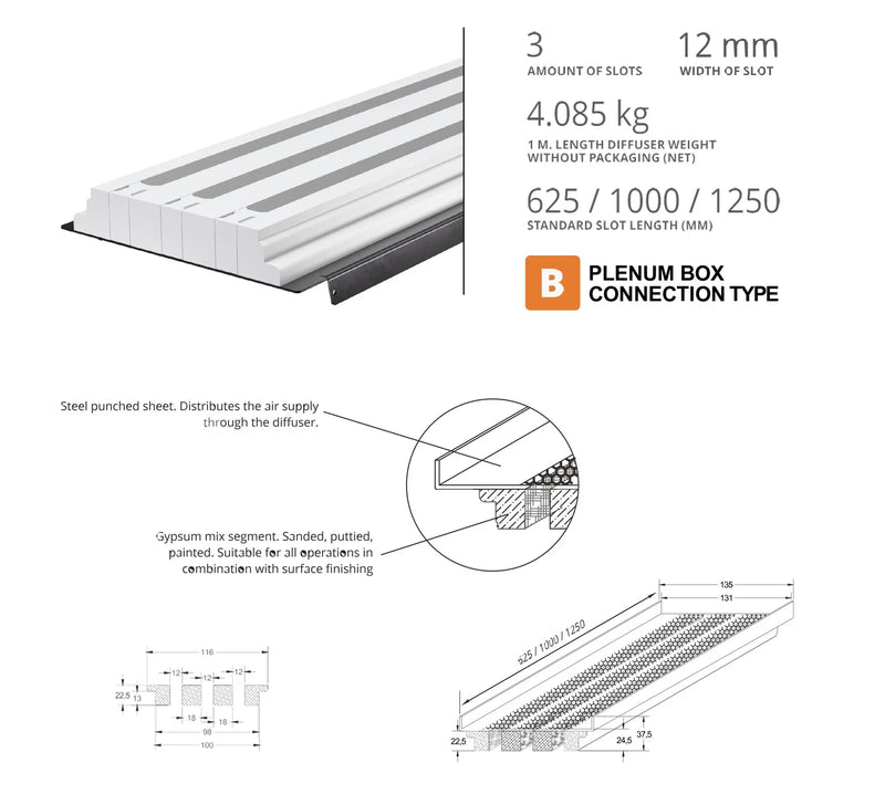 Air Diffusers Gypsum "Linear Slot"