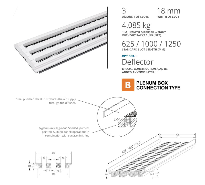 Air Diffusers Gypsum "Linear Slot"