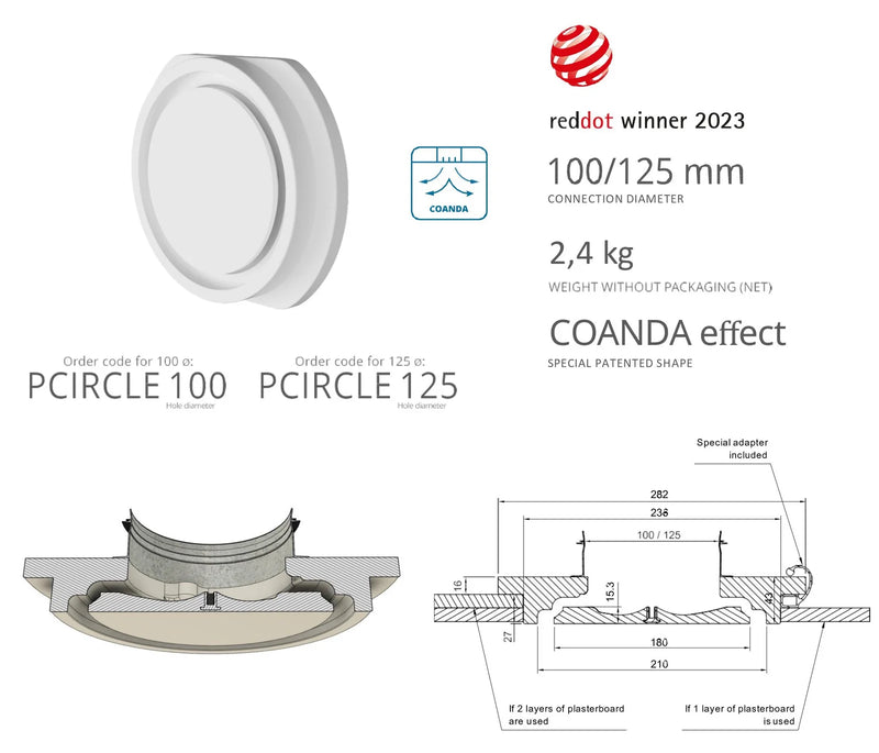 Air Diffusers Gypsum "Performance Circle Coanda"