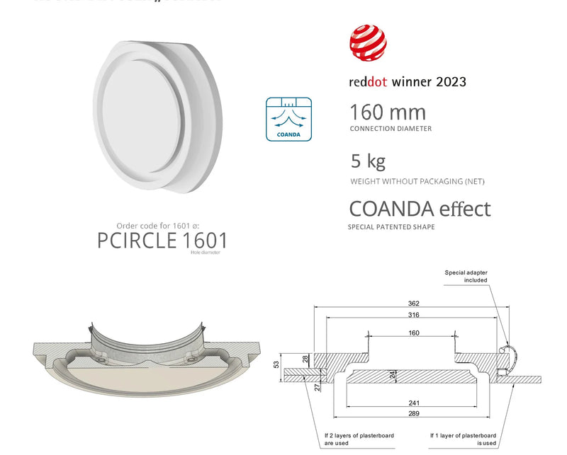 Air Diffusers Gypsum "Performance Circle Coanda"