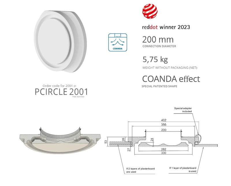 Air Diffusers Gypsum "Performance Circle Coanda"