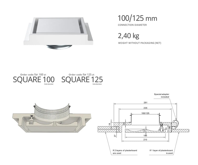 Air Diffusers Gypsum "Square"