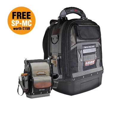 Veto Tech-Pac-MC Compact Service Tech Tool Backpack with Free SP-MC Multi Function Tool Pouch, Tool Pocket and Drill Holster