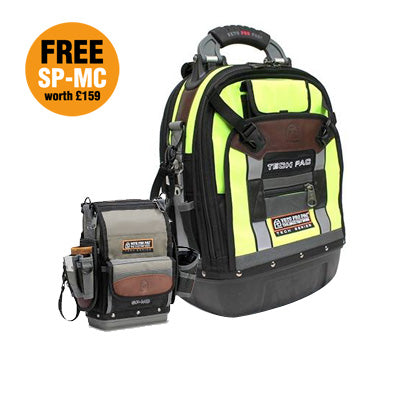 Veto Pro Pac Tech-Pac Hi Viz Yellow with Free SP-MC Multi Function Tool Pouch, Tool Pocket and Drill Holster