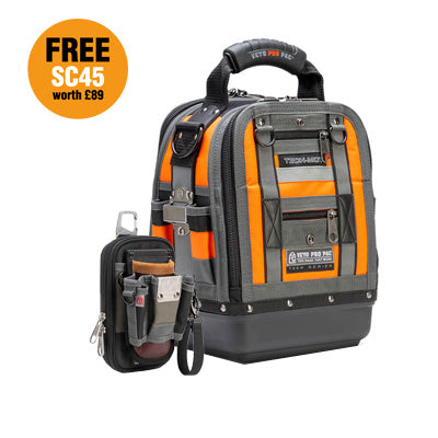 Veto Pro Pac Tech-MCT Hi-Viz Orange Compact/Tall Tool Bag with Free SC45 Multi Functional Pouch